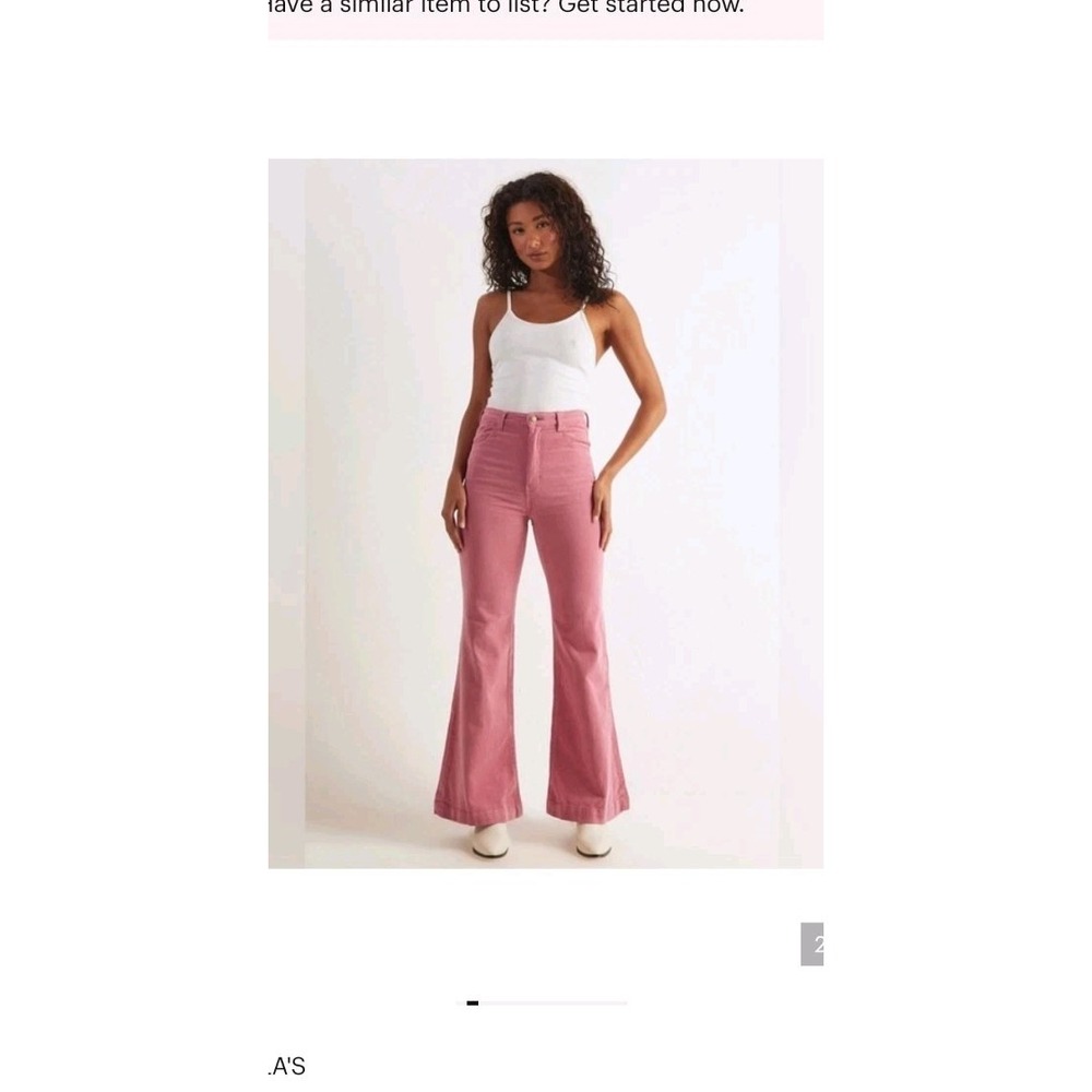 Rolla's East Coast Flare High Rise Crop Corduroy Pants 26 Dusty Rose Pink 25X25